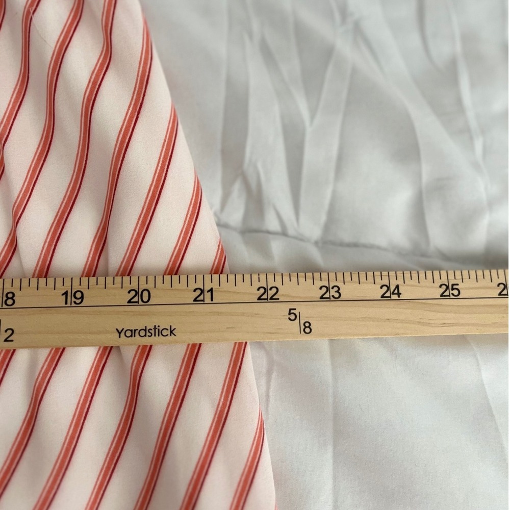 LOFT Women's Ruffle‎ Hem Midi Girly Skirt Pink White Striped Pleated Size 12 New - Picture 7 of 8